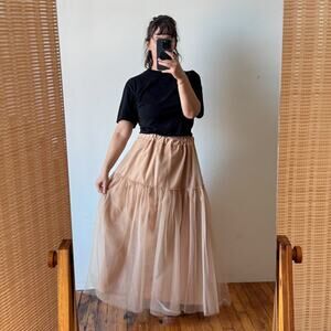 ELIZA FAULKNER Beige Tulle Tilly Maxi Skirt
